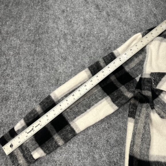 Jason Maxwell Womens Black White Plaid Chore Shacket Medium Shirt Jacket Fall - Picture 7 of 15